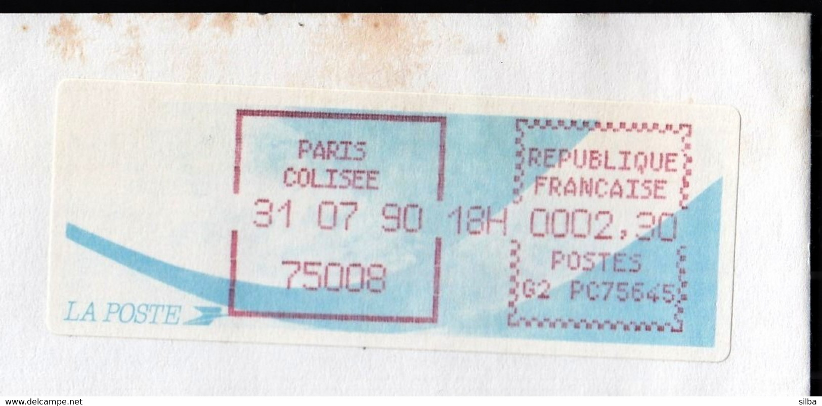 France 1990 / Paris Colisee / Franking Label / Machine Stamp, Automat / Franking Label - 1990 Type « Oiseaux De Jubert »