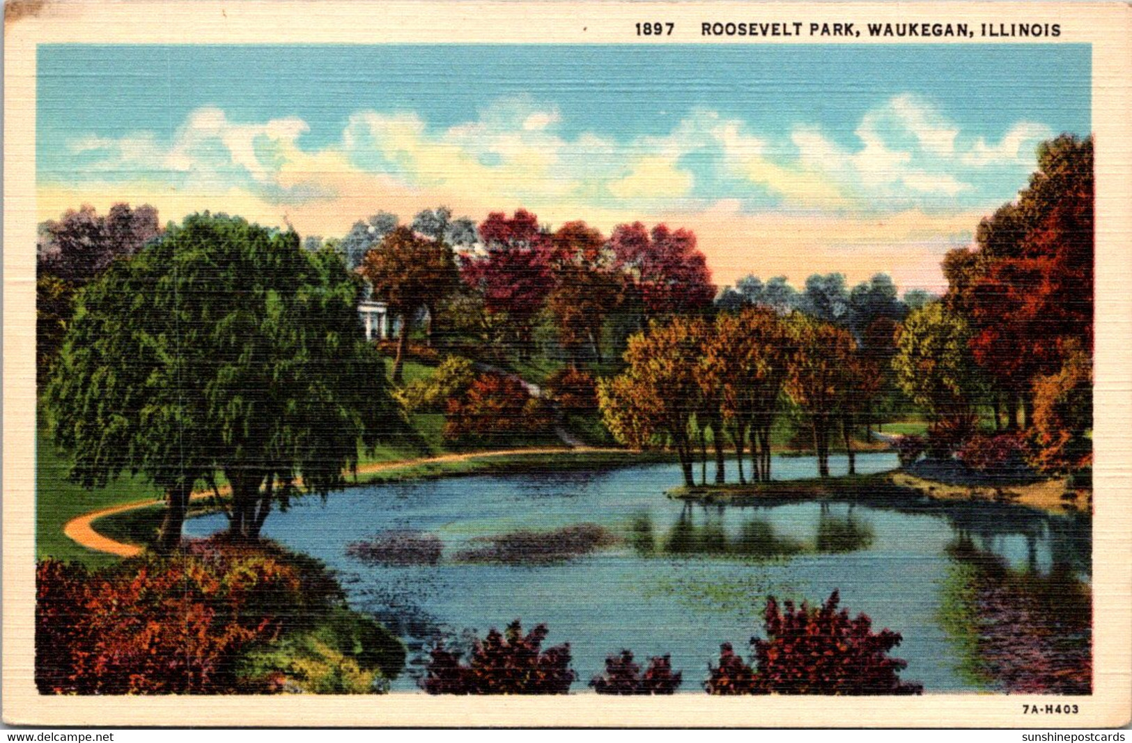 Illinois Waukegan Scene In Roosevelt Park 1939 Curteich - Waukegan