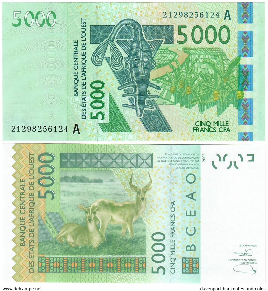 Ivory Coast (Cote D'Ivoire) 5000 Francs 2003 (2021) UNC Francs CFA West Africa - Elfenbeinküste (Côte D'Ivoire)