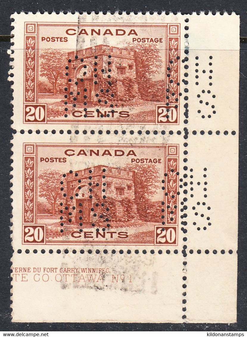 Canada 1937-38 OHMS, 5 Hole (type O1), Pair, Sc# ,SG O105 - Perforiert/Gezähnt