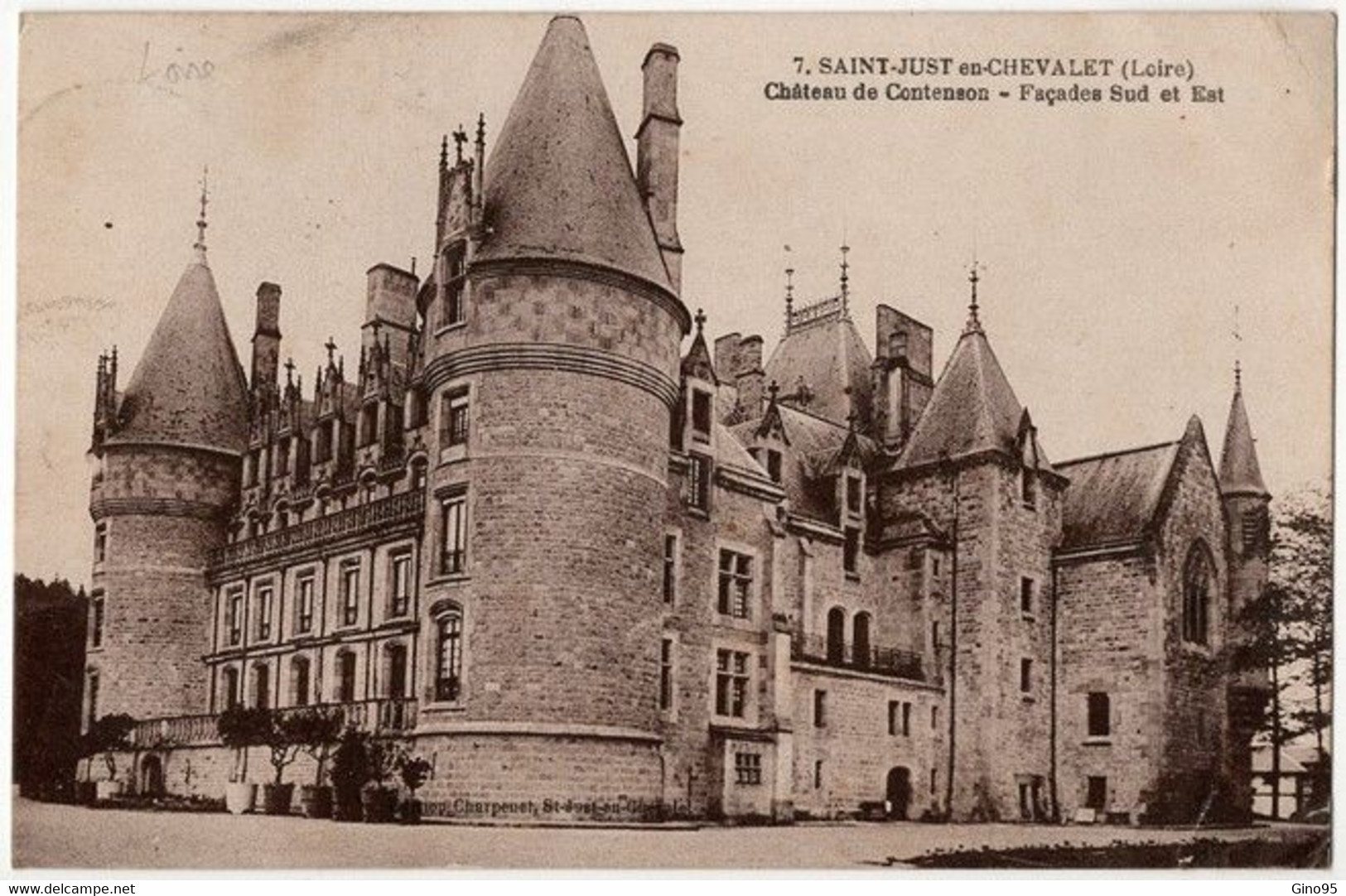 CPA 42 Saint Just En Chevalet Château De Contenson Façade Sud Est 1928 - Saint Just Saint Rambert