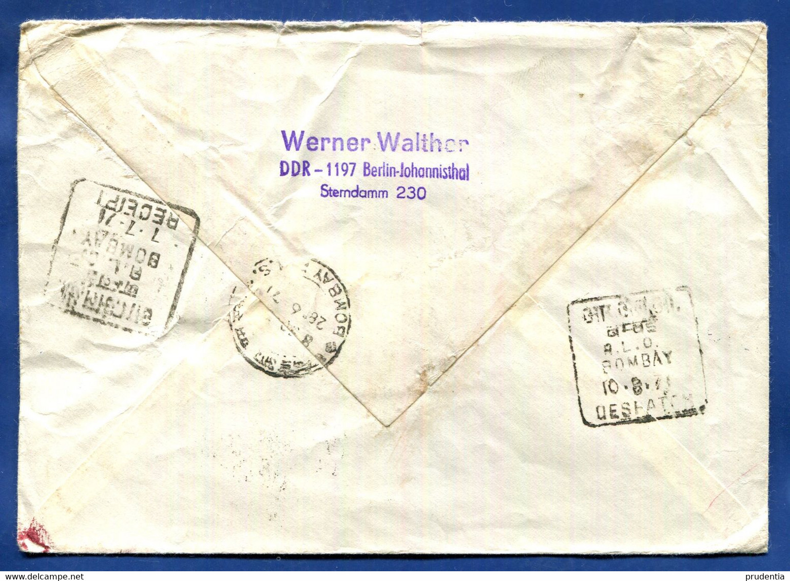 DDR  Brief  Nach  BOMBAY   INDIEN   1.3.1971  An P.O.Box   >>> Nach  über  4  Monaten   Retour  Nach Berlin   S. Stempel - Other & Unclassified