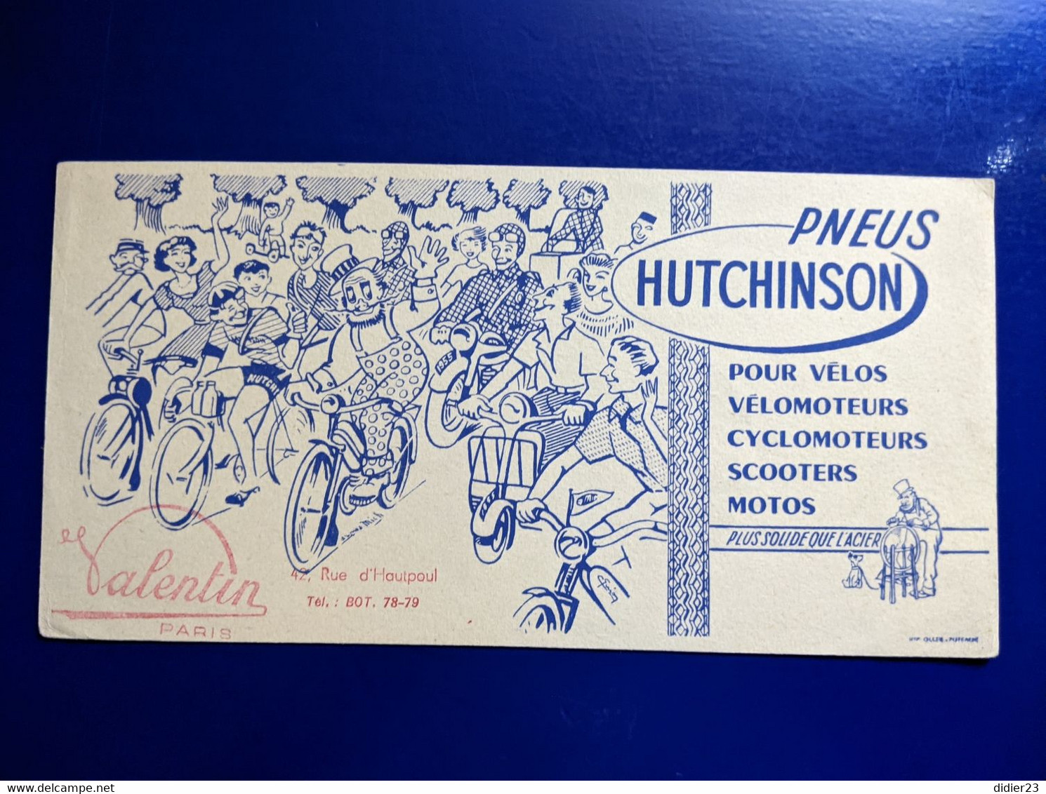 BUVARD PUBLICITAIRE  PNEUS HUTCHINSON SCOOTER VELOSOLEX CYCLISTE MOTO VELOMOTEURS CYCLOMOTEUR - Transportmiddelen