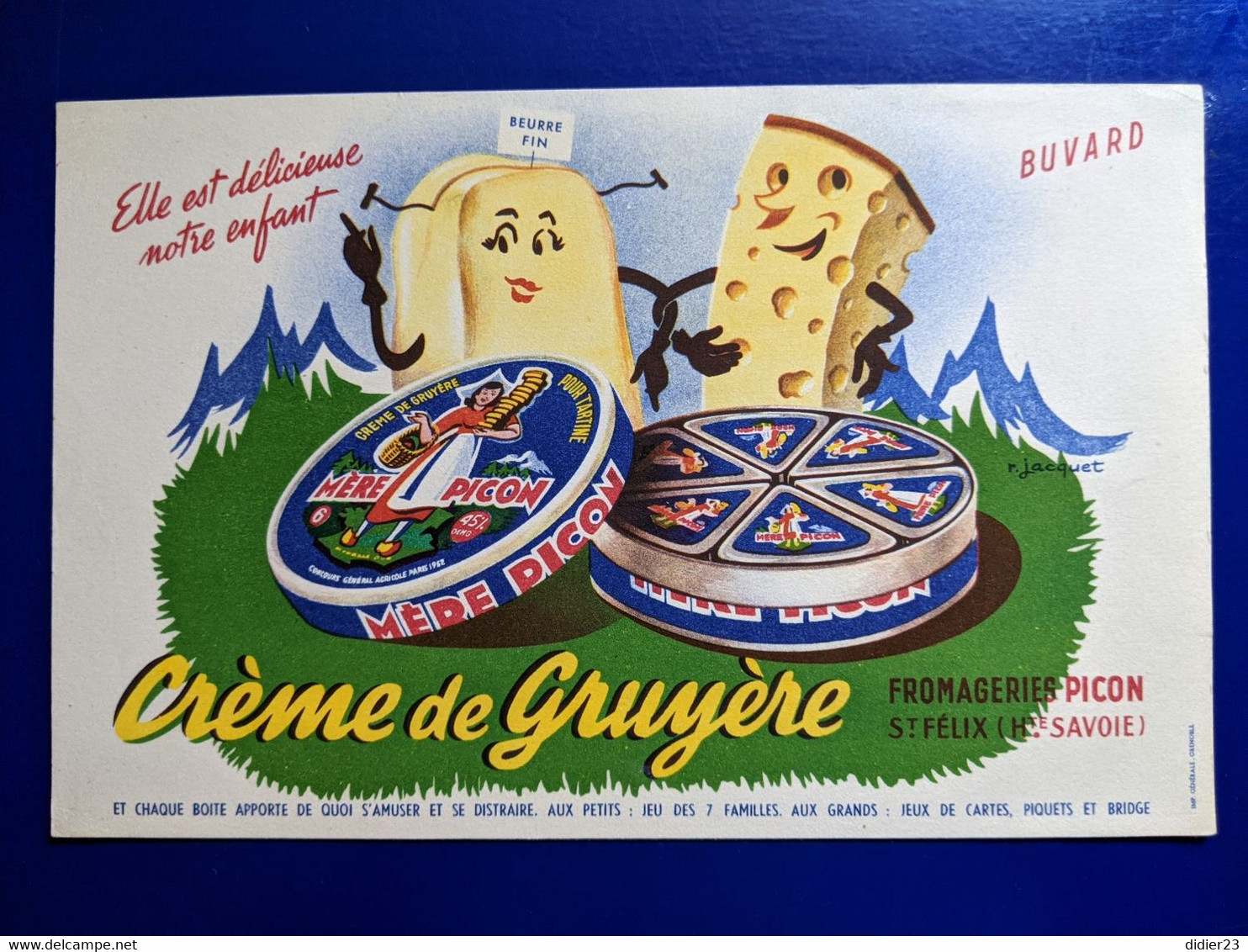 BUVARD PUBLICITAIRE  FROMAGE PICON MERE PICON FROMAGERIE PICON SAINT FELIX HAUTE SAVOIE - Moutardes