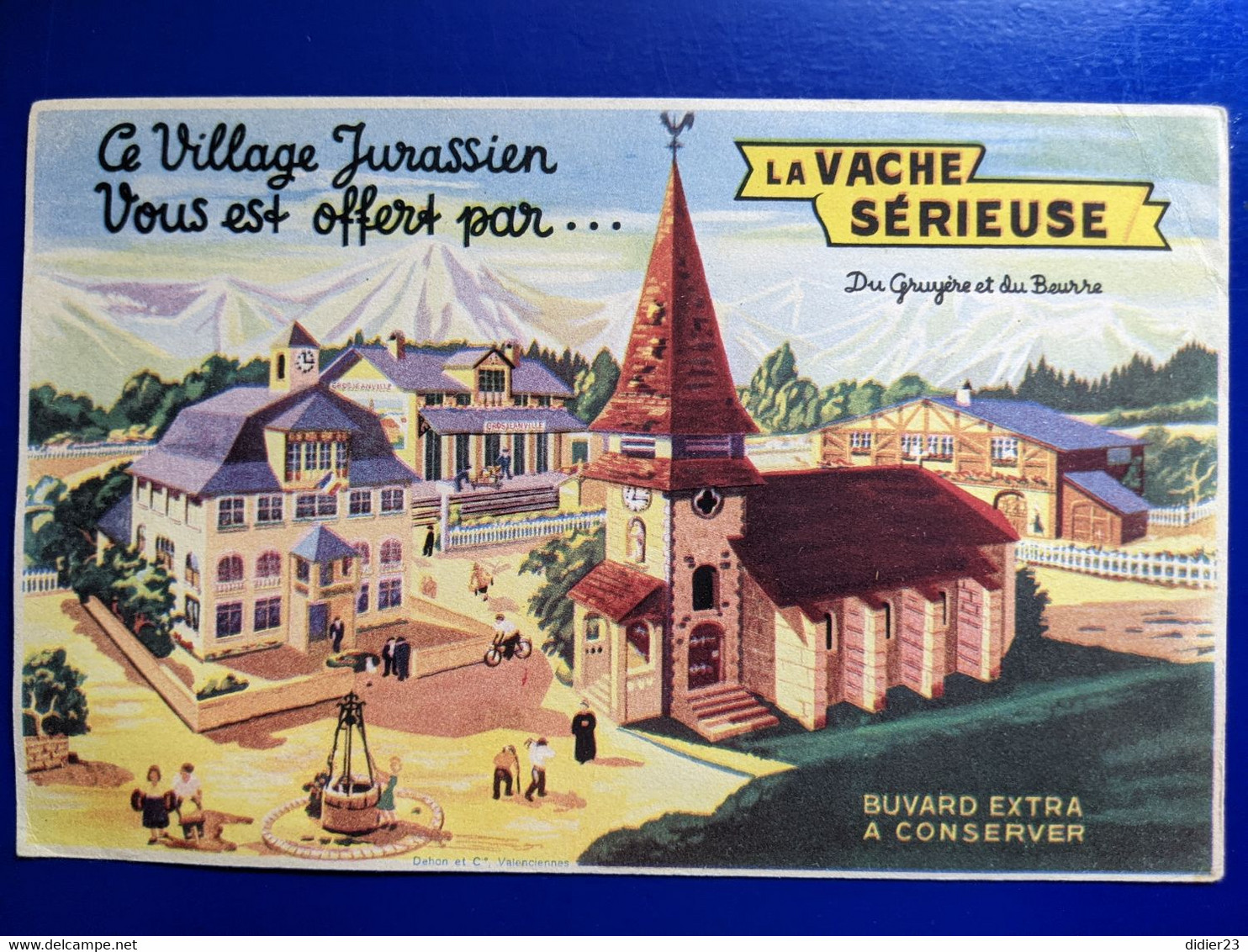 BUVARD PUBLICITAIRE  FROMAGE LA VACHE SERIEUSE EGLISE  GROSJEAN GROSJEANVILLE - Senape