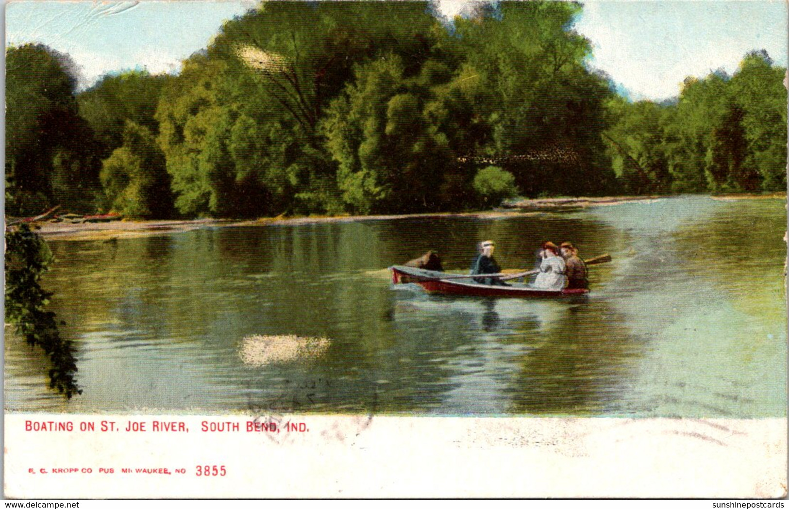 Indiana South Bend Boating On St Joe River 1909 - South Bend