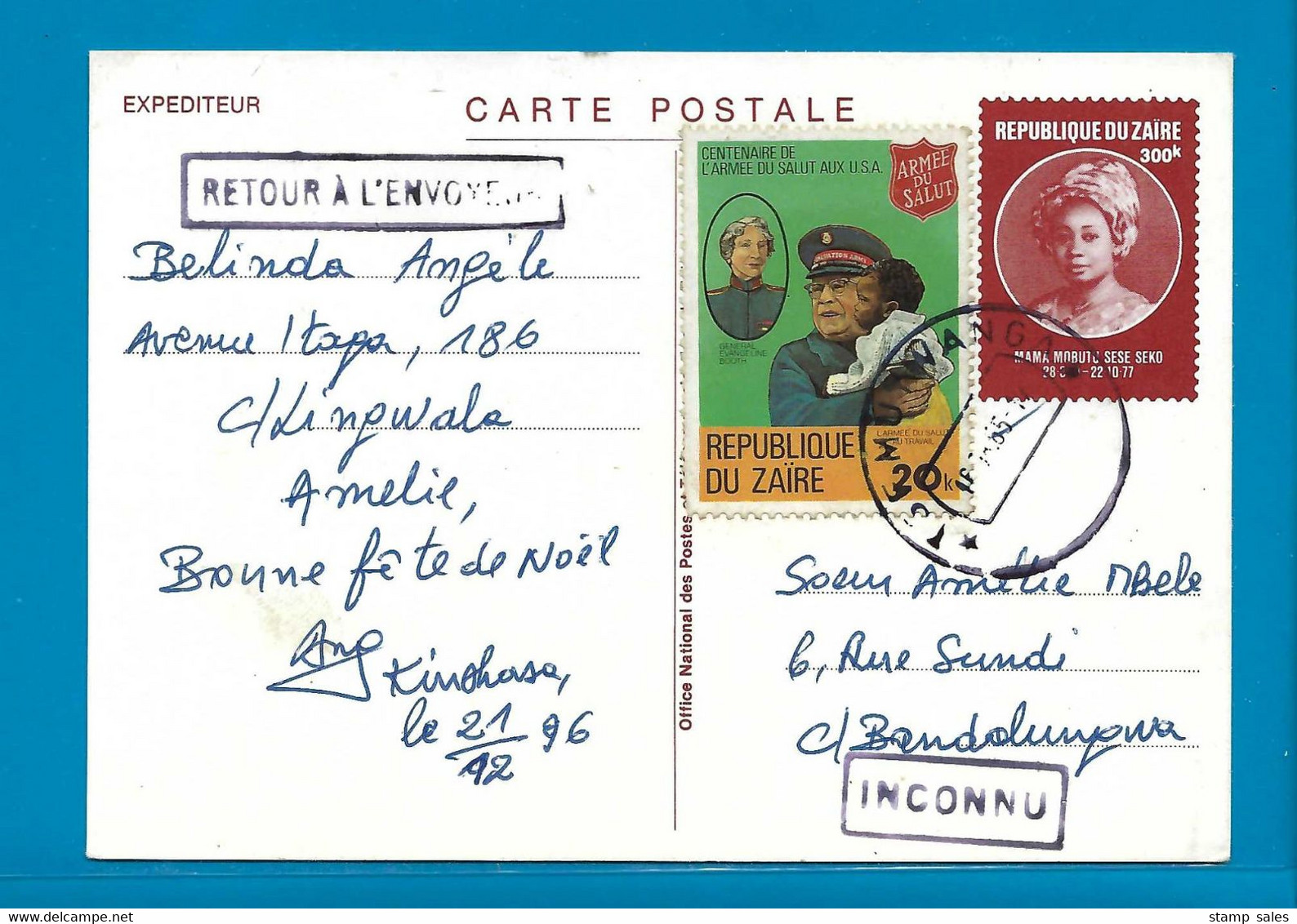 Zaïre Carte Postale Vanuit Lingwala Naar Bandolungowa "Inconnu" UNG - Gebruikt