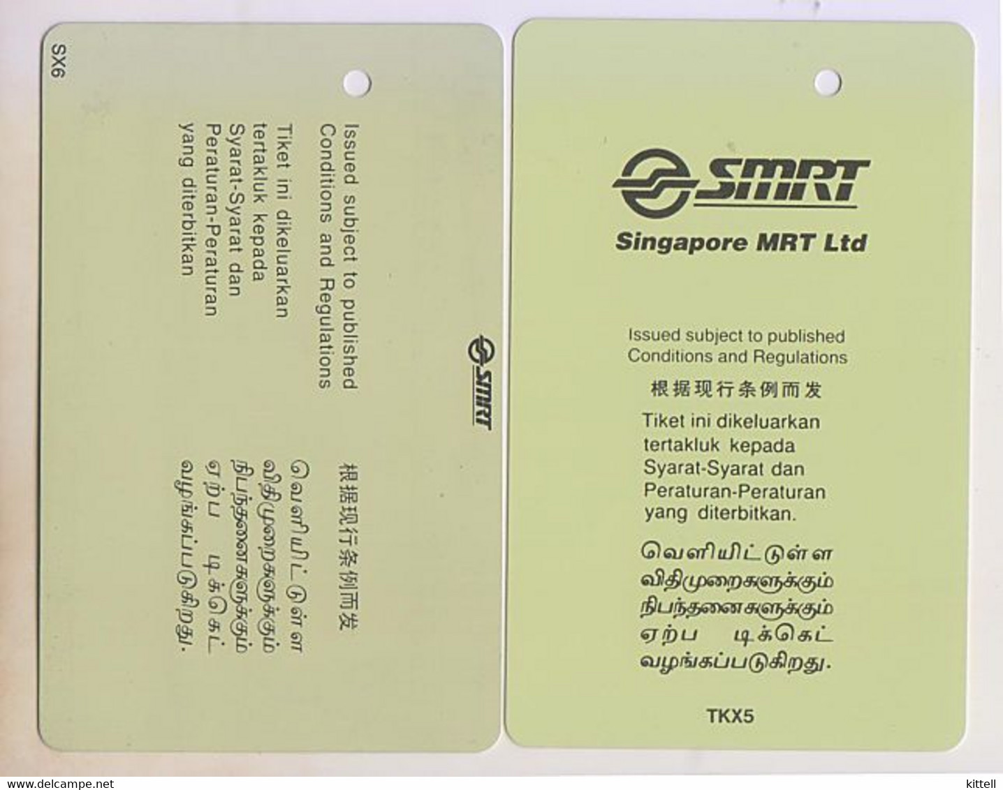 Singapore Old Transport Subway Train Bus Ticket Card Transitlink Unused Rat Ox 2 Cards - Mundo