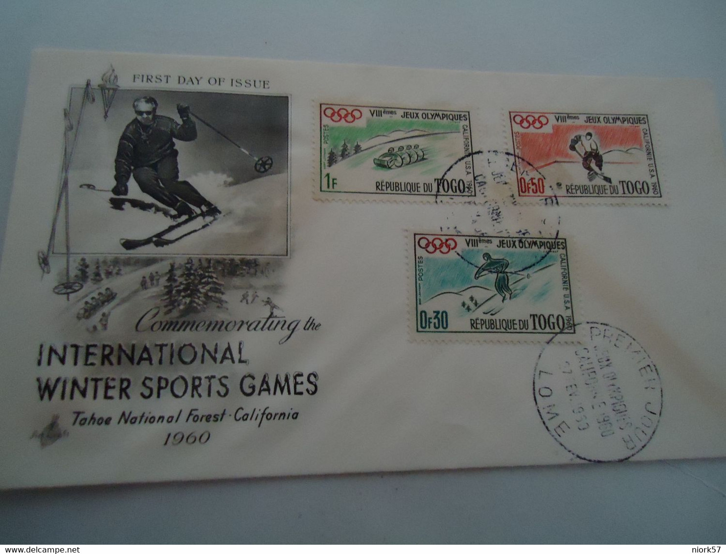 TOGO FDC 1960 WINTER OLYMPIC GAMES TAHOE CALIFORNIA - Hiver 1960: Squaw Valley