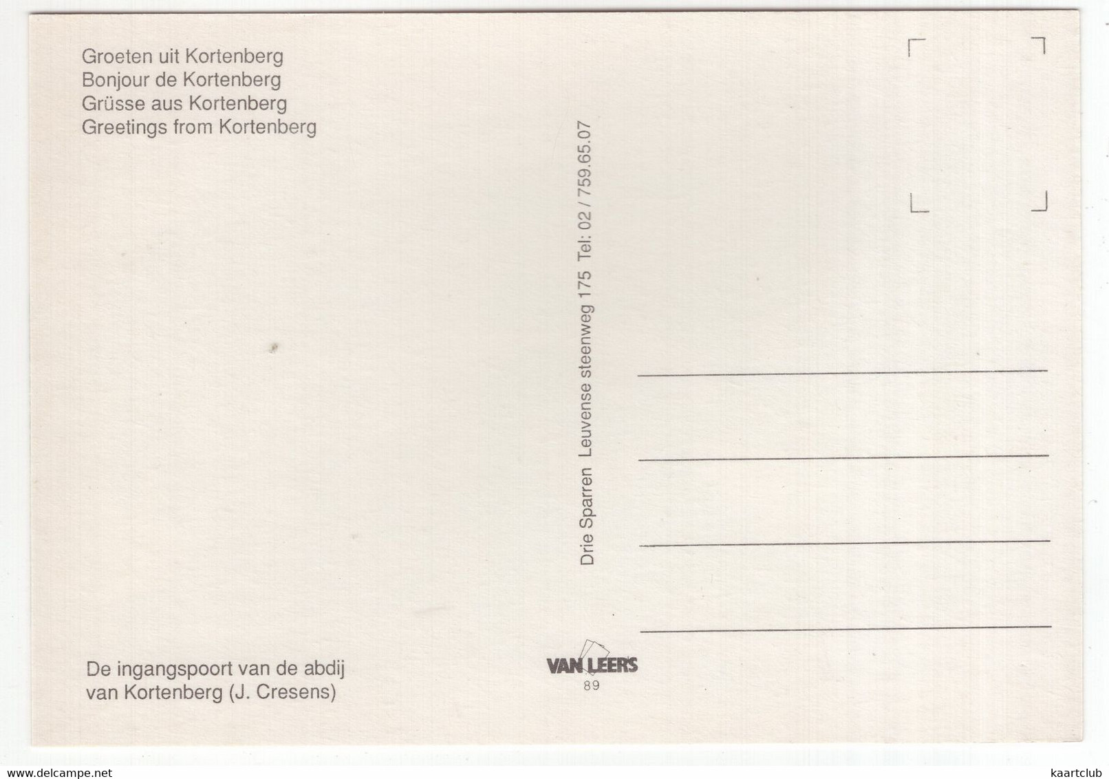 Groeten Uit Kortenberg - De Ingangspoort Van De Abdij Van Kortenberg (J. Cresens) - (België/Belgique) - Kortenberg