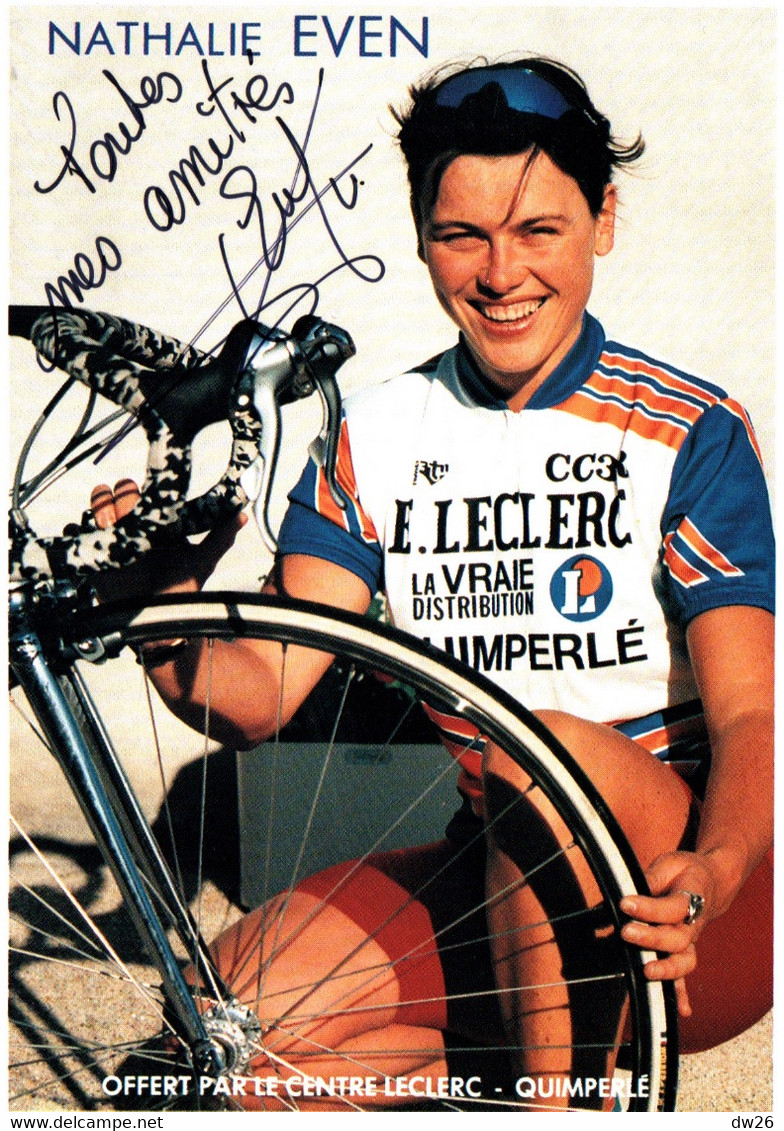 Fiche Cyclisme Avec Palmares - Nathalie Even, Championne De France Cycliste De Vitesse (C.C. 3 Rivières) Carte Dédicacée - Deportes