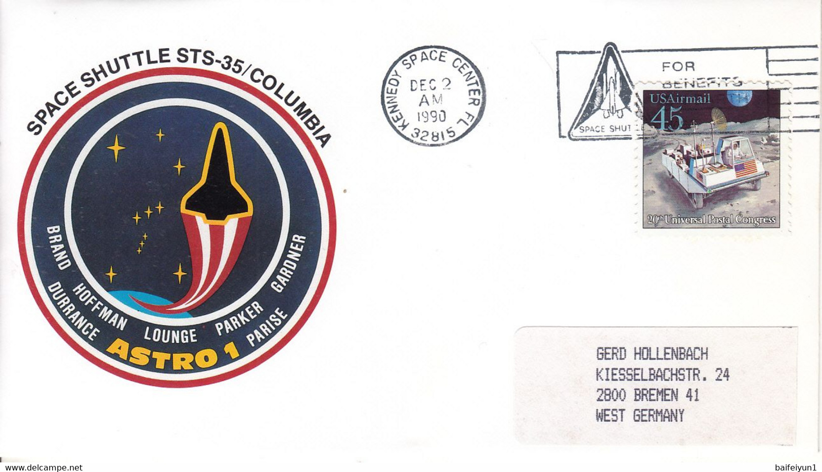 1990 USA Space Shuttle  Columbia STS-35 Commemorative Cover - Amérique Du Nord
