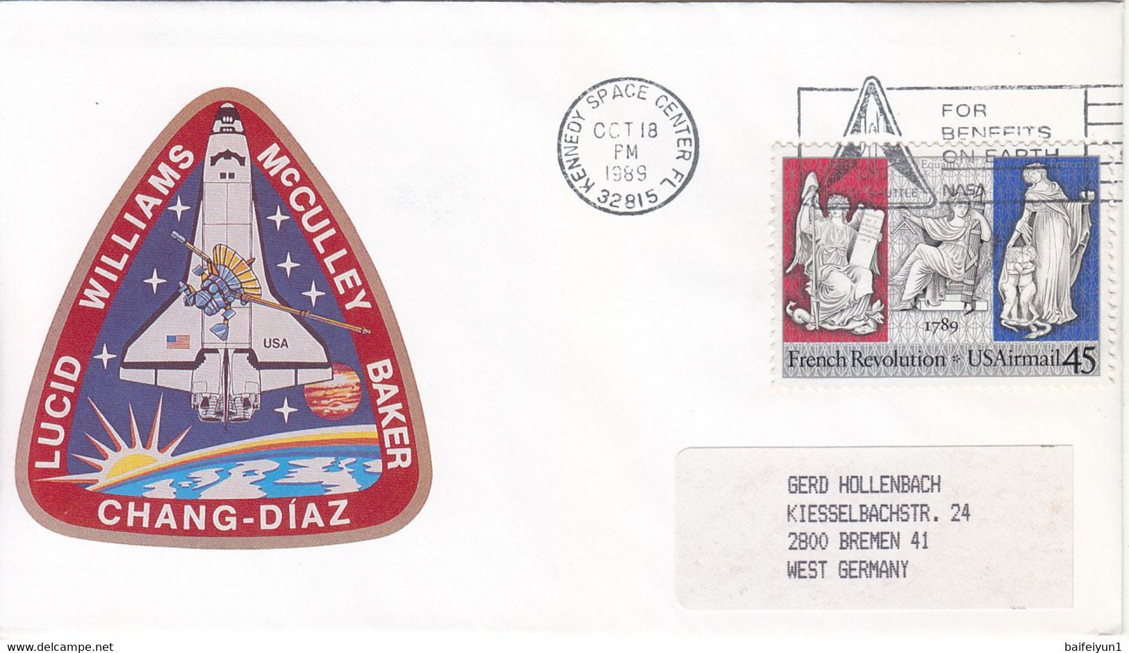 1989 USA Space Shuttle  Atlantis STS-34 Commemorative Cover - Amérique Du Nord