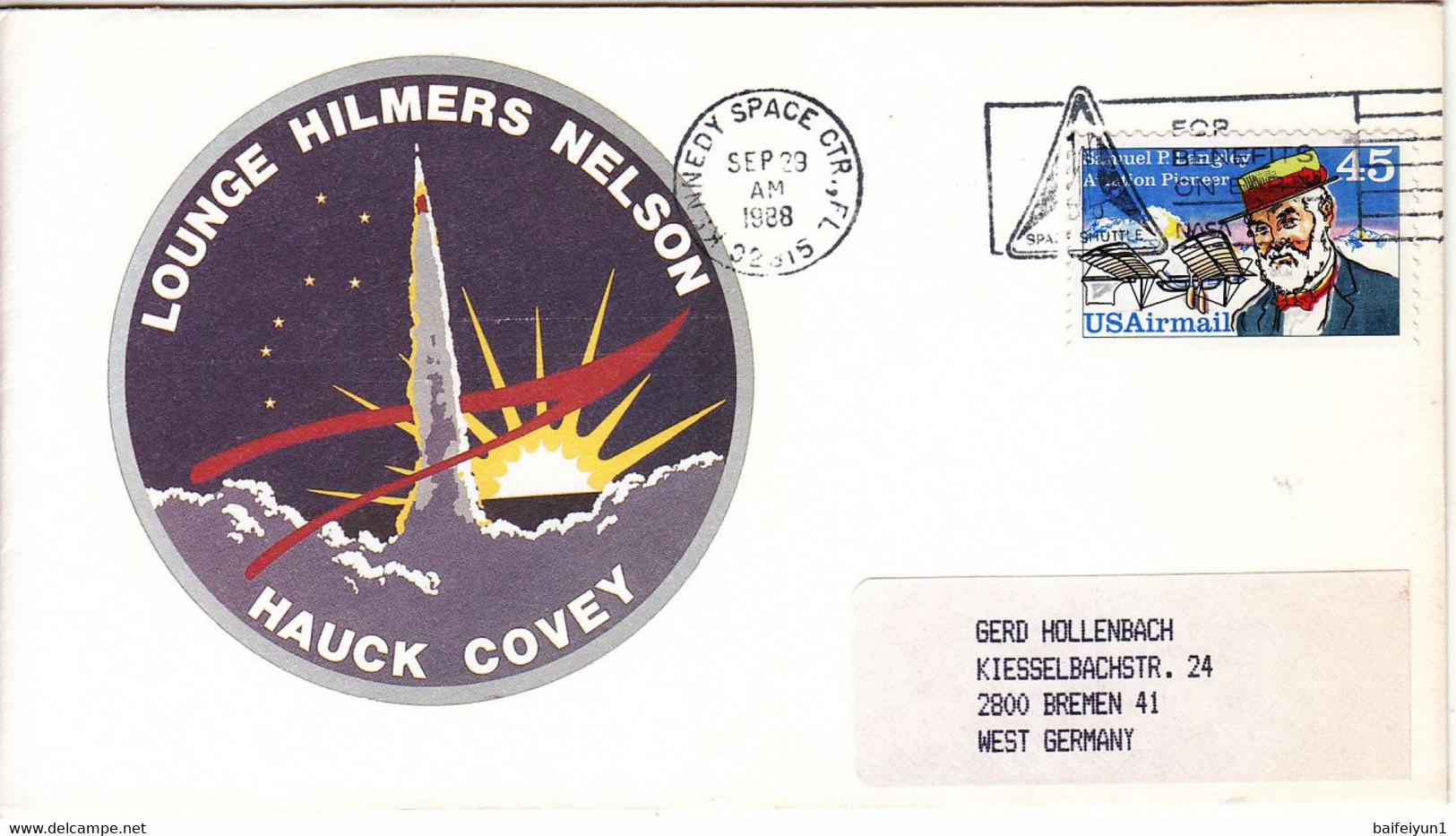 1988 USA Space Shuttle Discovery STS-26 Commemorative Cover - Amérique Du Nord