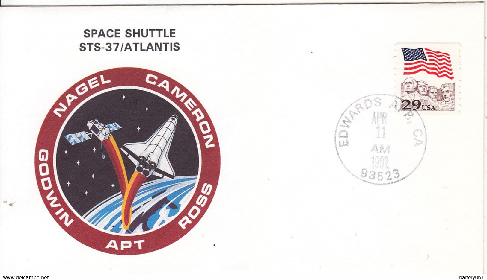 1991 USA Space Shuttle Atlantis STS-37 Commemorative Cover - North  America
