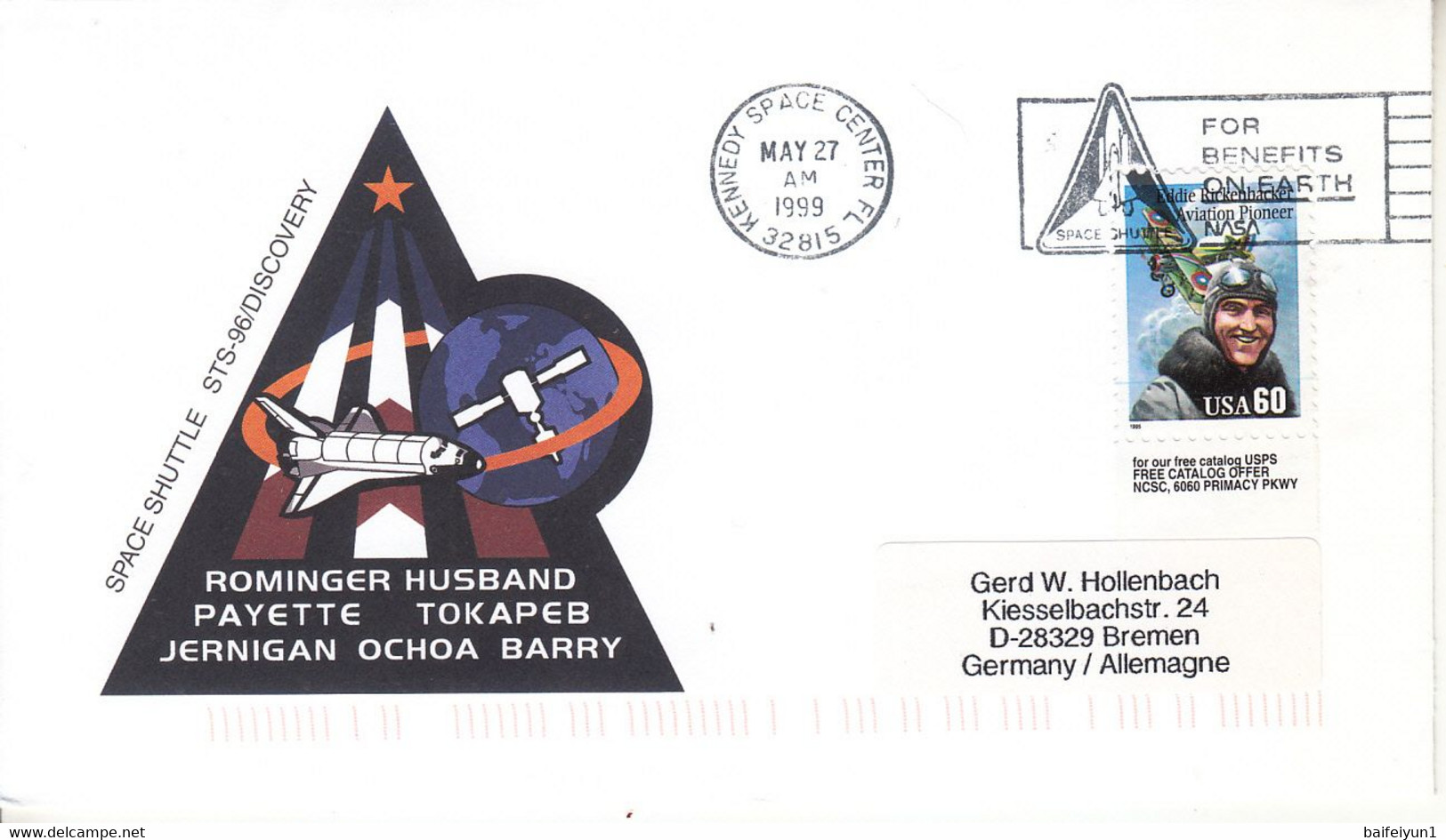 1999 USA Space Shuttle Discovery STS-96 Commemorative Cover - Amérique Du Nord
