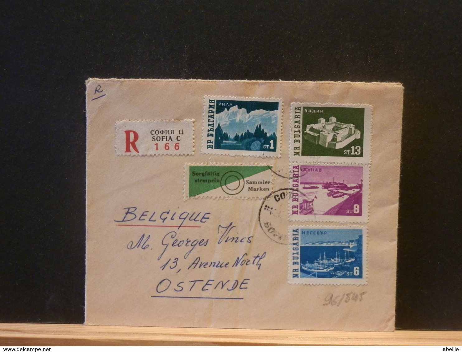 96/845  LETTRE  RECOMM.  BULGARIE 1962  POUR LA BELG. - Covers & Documents