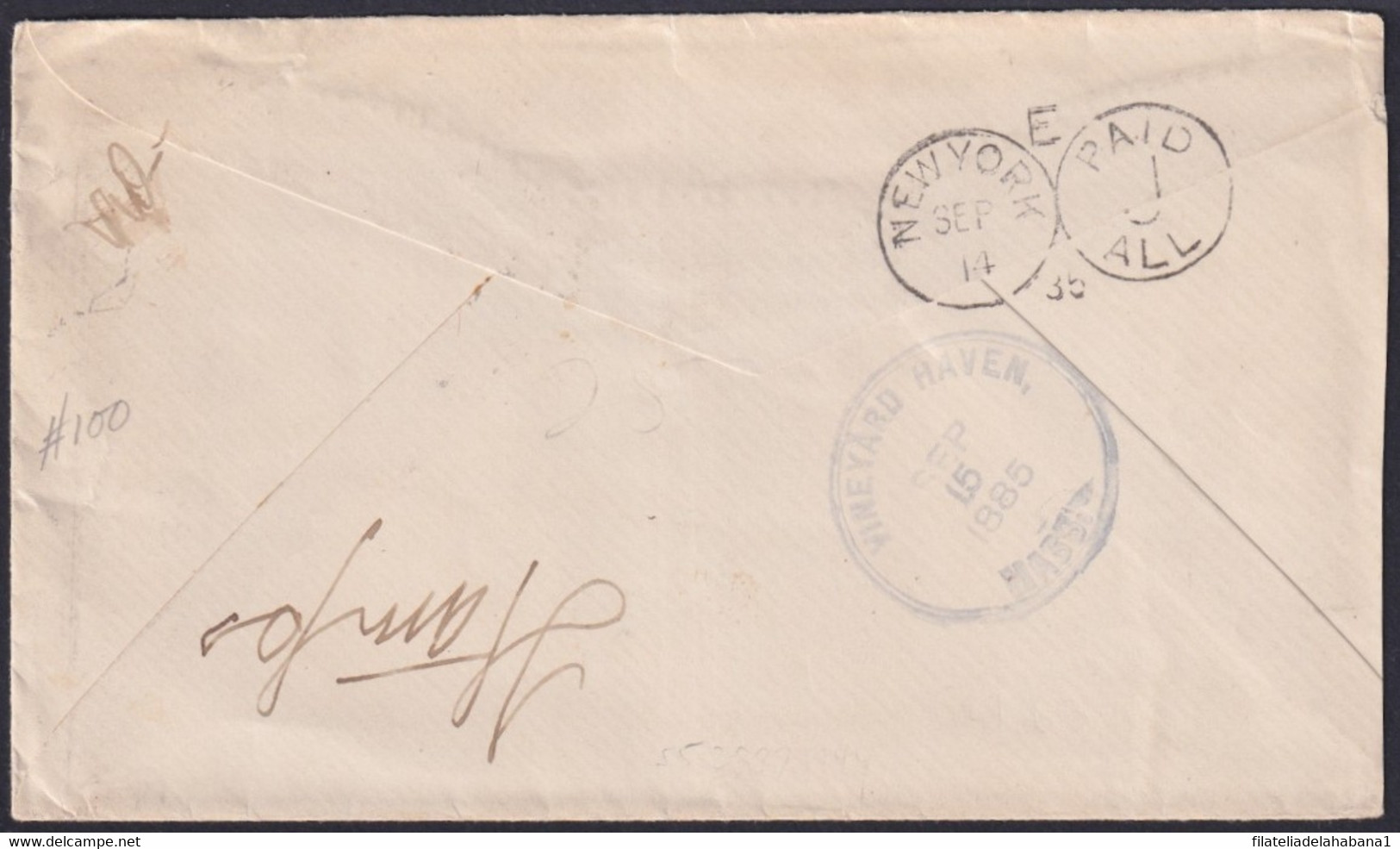 1884-H-61 CUBA SPAIN 1885 COVER “SHIP AGENT” SHIP HAVANA TO US. - Prefilatelia