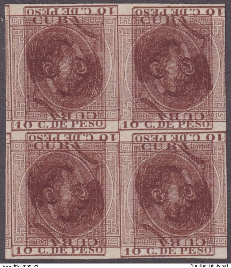 1884-271 CUBA SPAIN ALFONSO XII 1884 10c IMPERFORATED PROOF DOUBLE ENGRAVING. - Prephilately