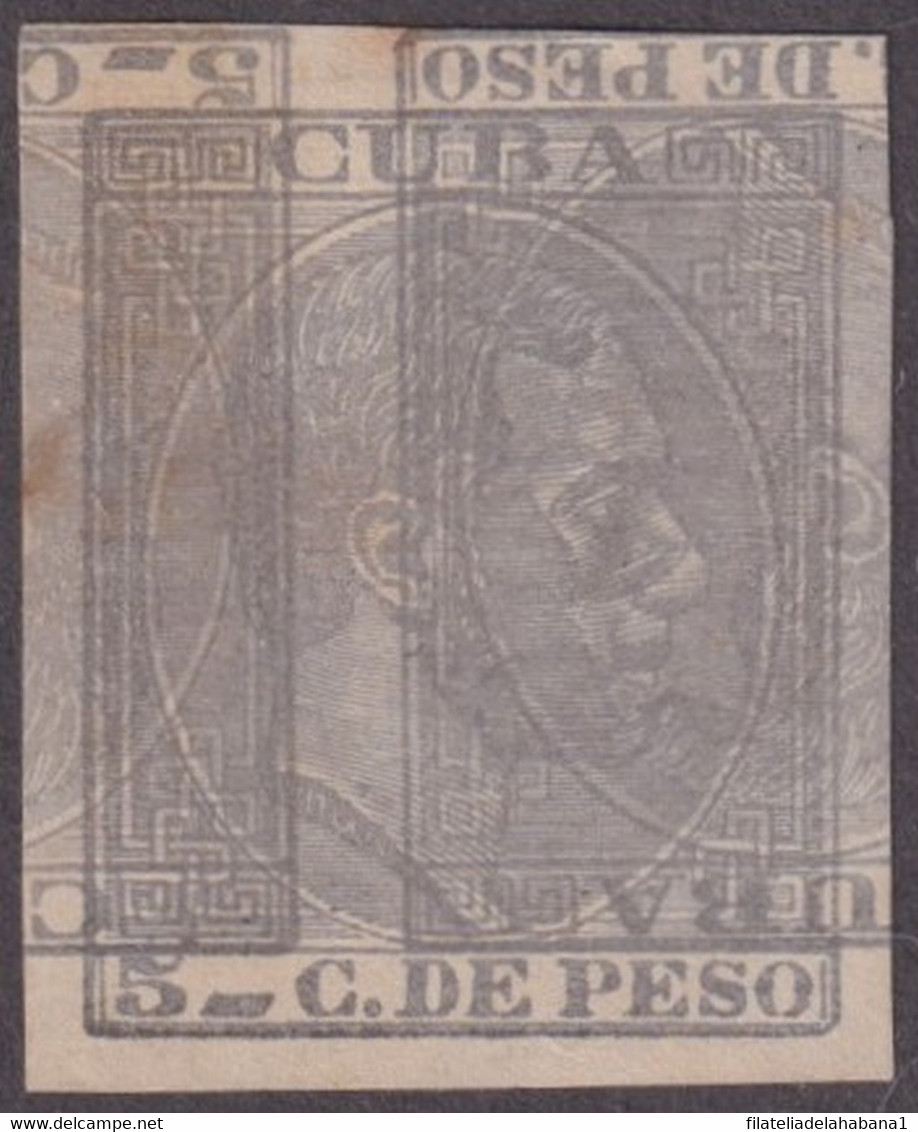 1884-270 CUBA SPAIN ALFONSO XII 1884 5c IMPERFORATED PROOF DOUBLE    ENGRAVING. - Prephilately