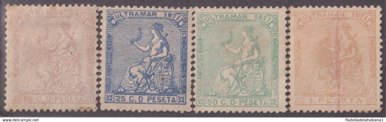 1871-103 CUBA ANTILLAS PUERTO RICO SPAIN REPUBLICA  1871 12c- 1pta COMPLETE SET. - Prephilately