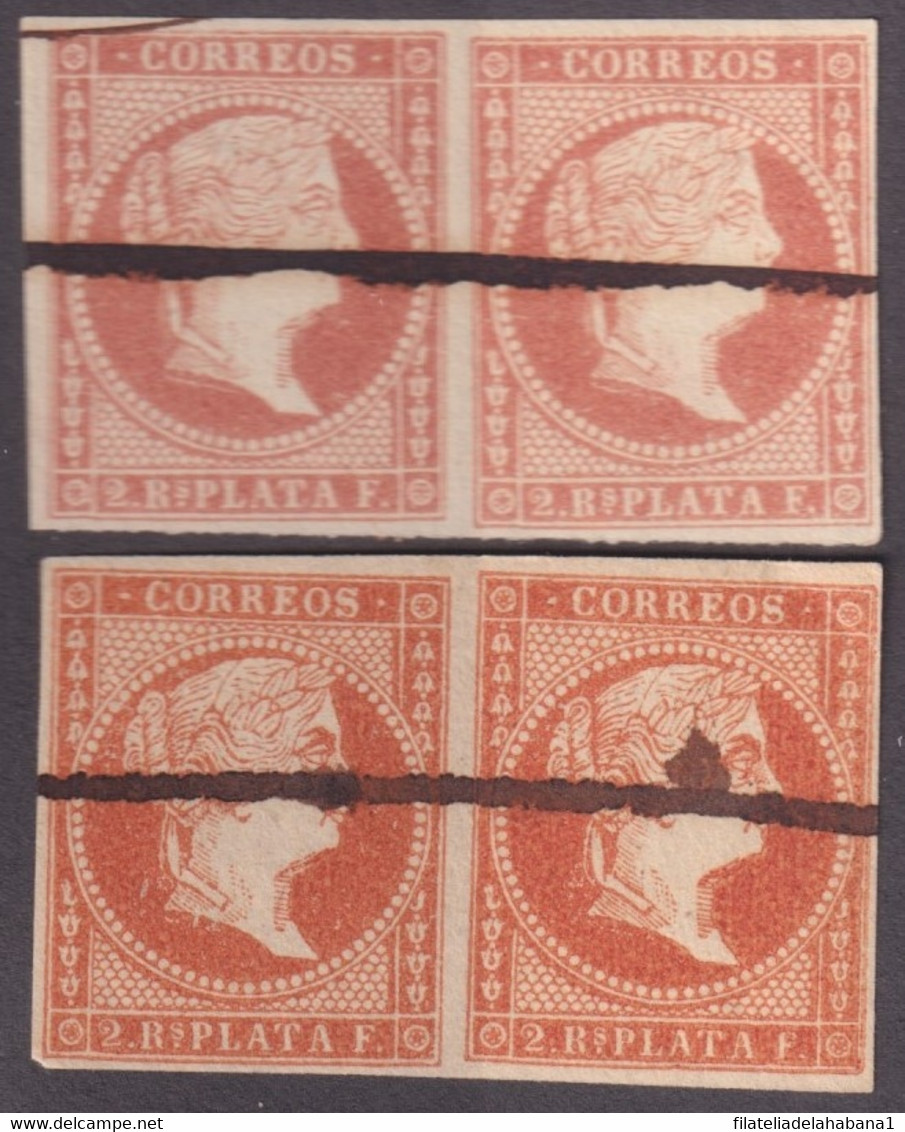 1857-355 CUBA ANTILLAS PUERTO RICO SPAIN 1857 2r ROSE & VERMELLON PAIR. - Prefilatelia