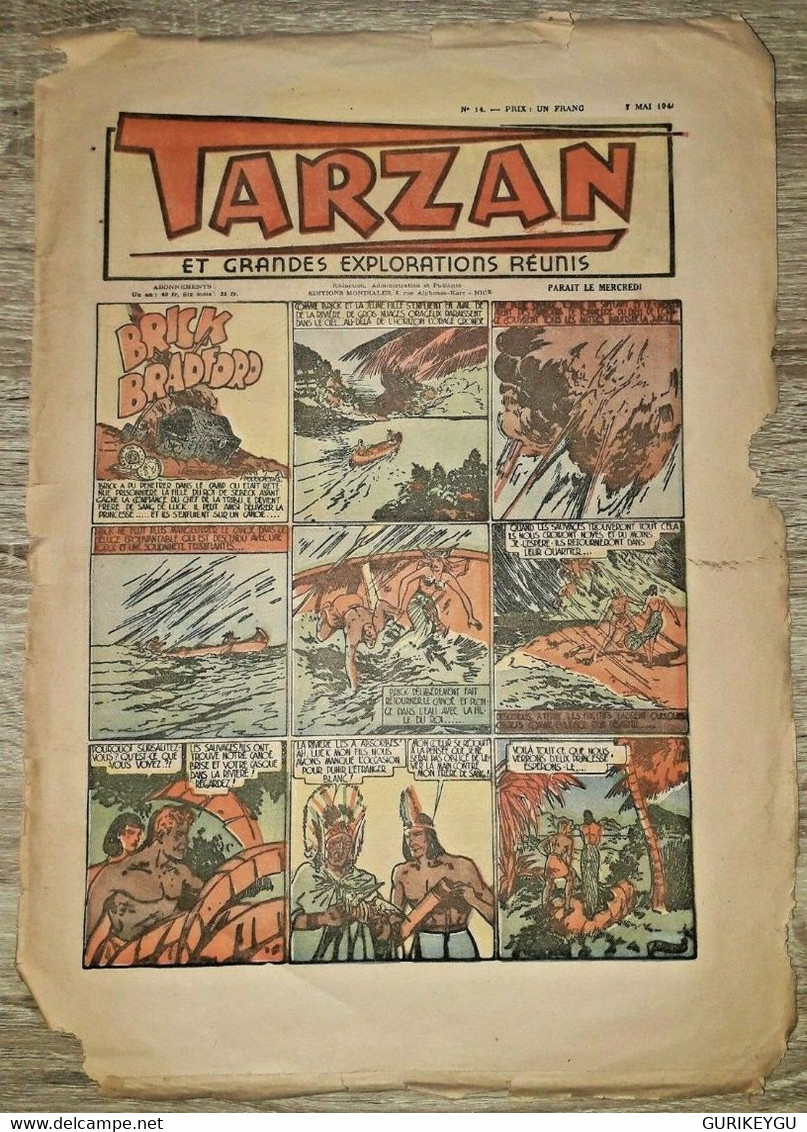 TARZAN 14 Zone Libre 7/5/1941 Brick Bradford Le Fantome D'Acier RARISSIME Nice - Tarzan