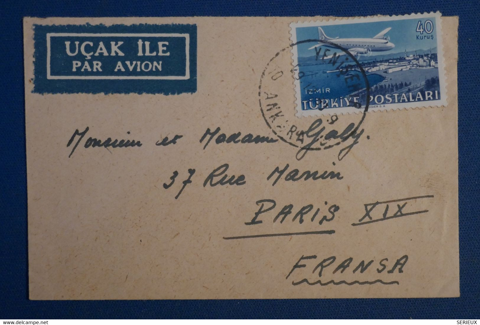 AH17 TURQUIE BELLE LETTRE   1953  POUR  PARIS  FRANCE+AEROPHILATELIE + AFF.INTERESSAN - Brieven En Documenten