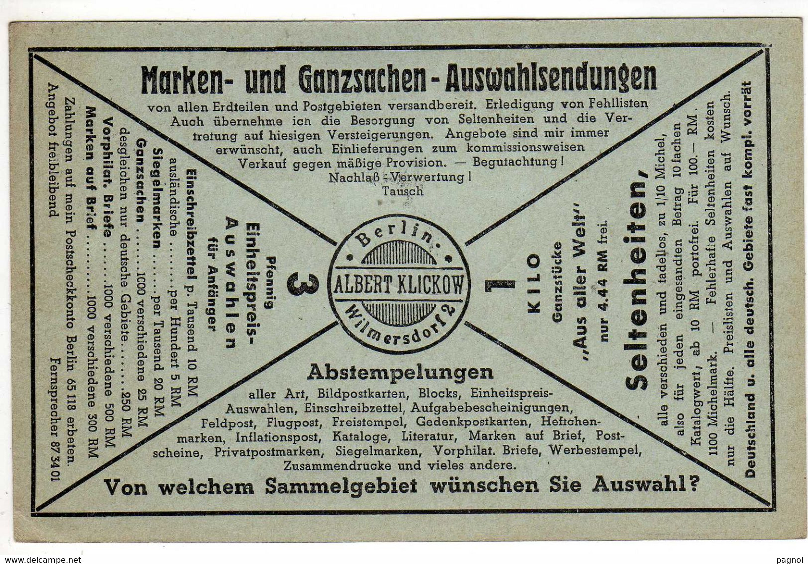 Allemagne : Entiers Postaux : 1939 : Cachet - Berlin  Albert Klickow - Cartas & Documentos