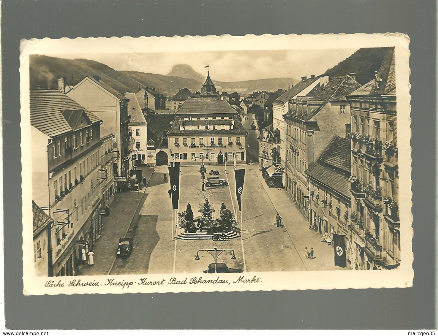Sachs Schweiz Kneipp Kurort Bad Schandau Markt édit. Kunstverlag A. Et R. Adam N° 8299 Drapeau Allemand - Bastei (sächs. Schweiz)