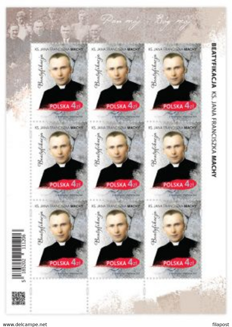 Poland 2021 / Beatification Of Rev. Jan Franciszek Macha Father God Priest, Full Sheet MNH** - Fogli Completi