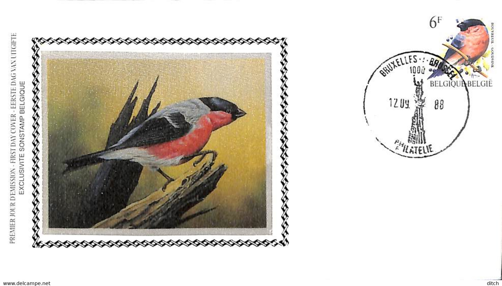 D - [911774]B/TB//-Belgique 1988 - N° 2294, BRUXELLES - BRUSSEL, FDC Soie, Buzin, Oiseaux, Animaux - 1981-1990