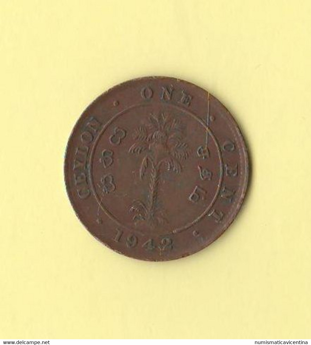 Ceylon 1 One Cent 1942 King George VI° British Administration  Bronze Coin - Autres – Asie