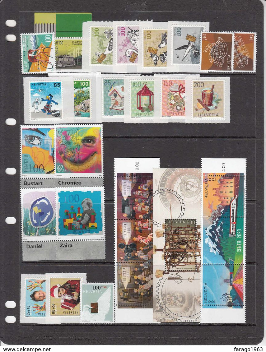 2020 Switzerland Sep - Dec Collection 27 Different Stamps Face Value  CHF 33.05 MNH @ BELOW FACE VALUE - Neufs