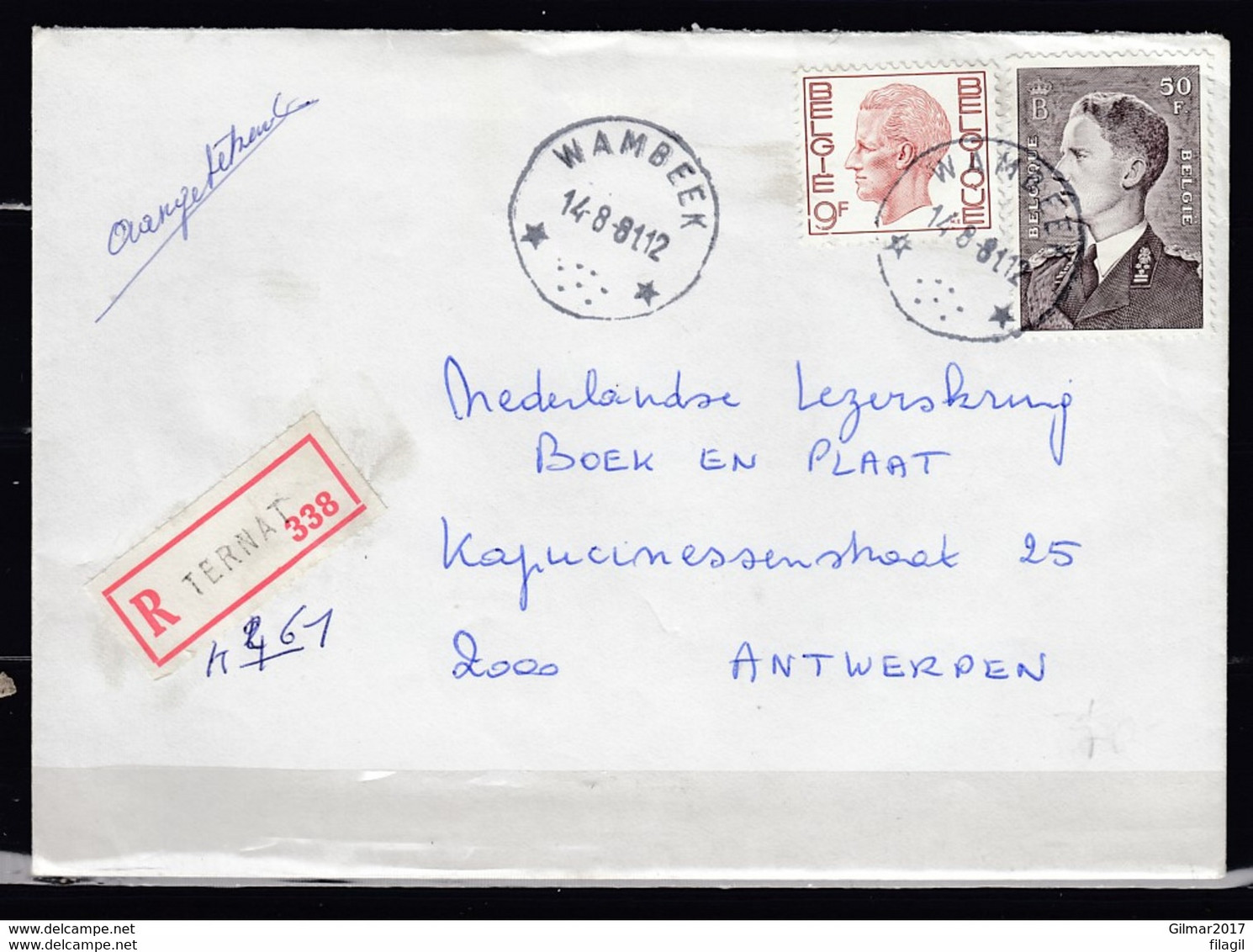 Aangetekende Brief Met Sterstempel Wambeek Naar Antwerpen - 1970-1980 Elström