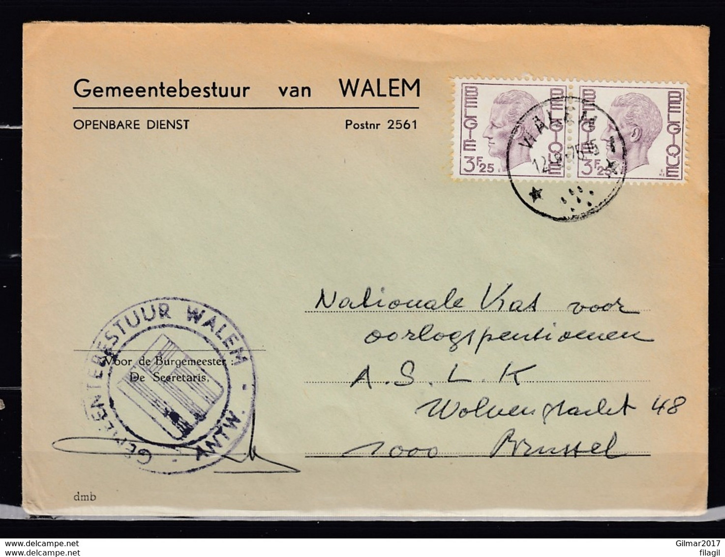 Brief Met Sterstempel Walem Naar Brussel - 1970-1980 Elström