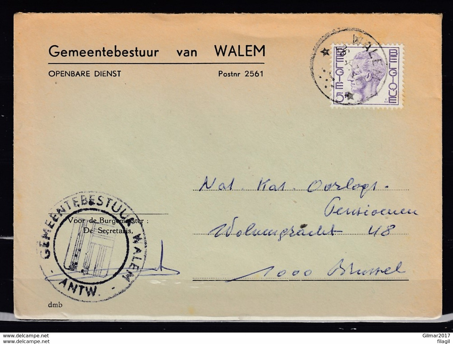 Brief Met Sterstempel Walem Naar Brussel - 1970-1980 Elström