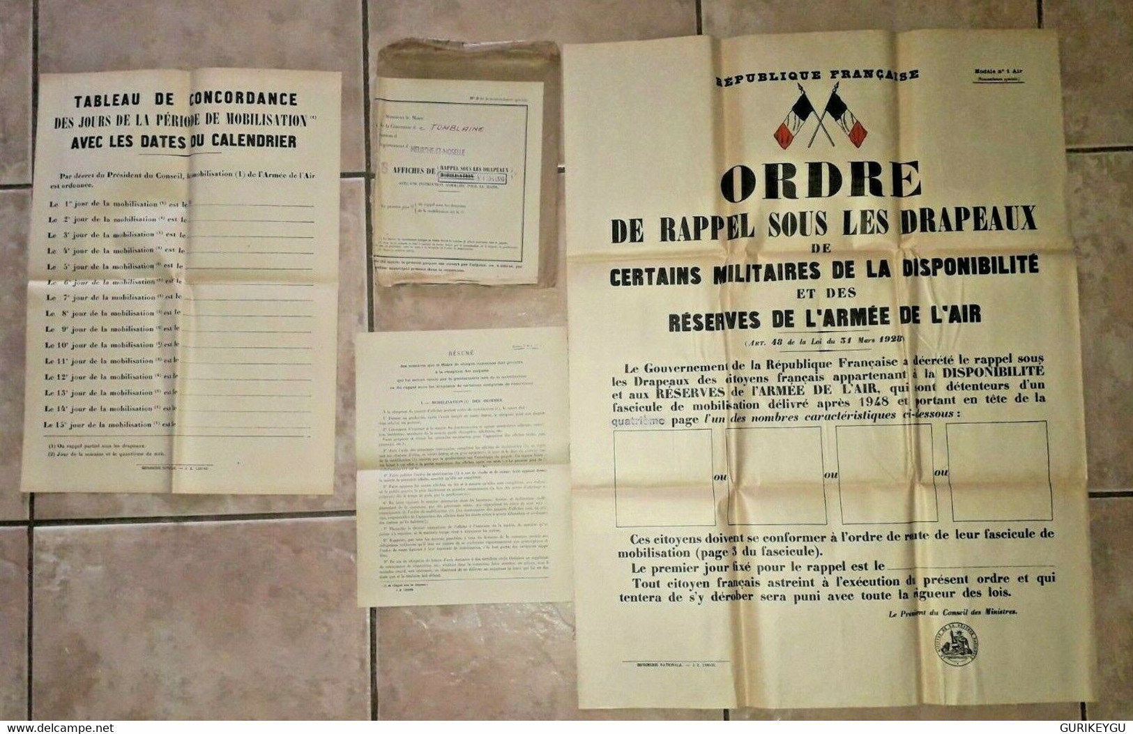 REPUBLIQUE FRANCAISE RAPPEL DRAPEAUX 1948 TOMBLAINE Armée De L'air + Enveloppe - Sylvain Et Sylvette