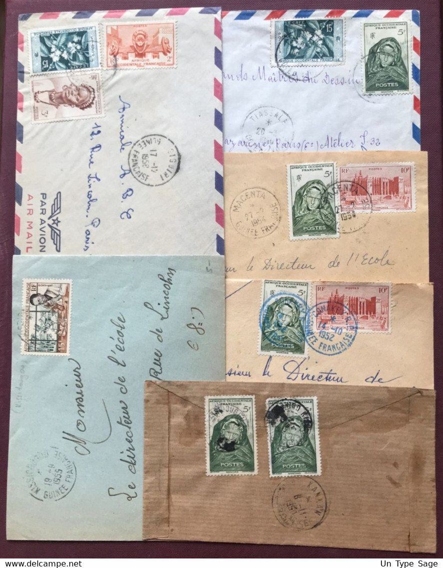 Guinée Française - Lot De 12 Enveloppes, Divers Bureaux - 2 Photos - (L065) - Covers & Documents