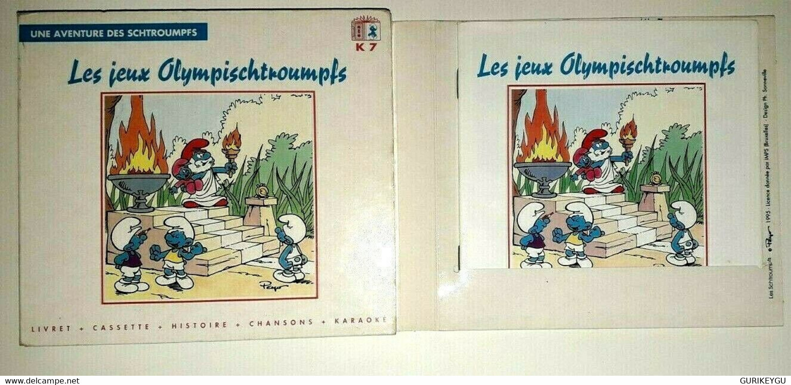 HYPER RARE  Jeux Schtroumpfs Livret Cassette Audio Olympischtroumpfs K7 Chanson PEYO 1995 EO - Schtroumpfs, Les - Los Pitufos