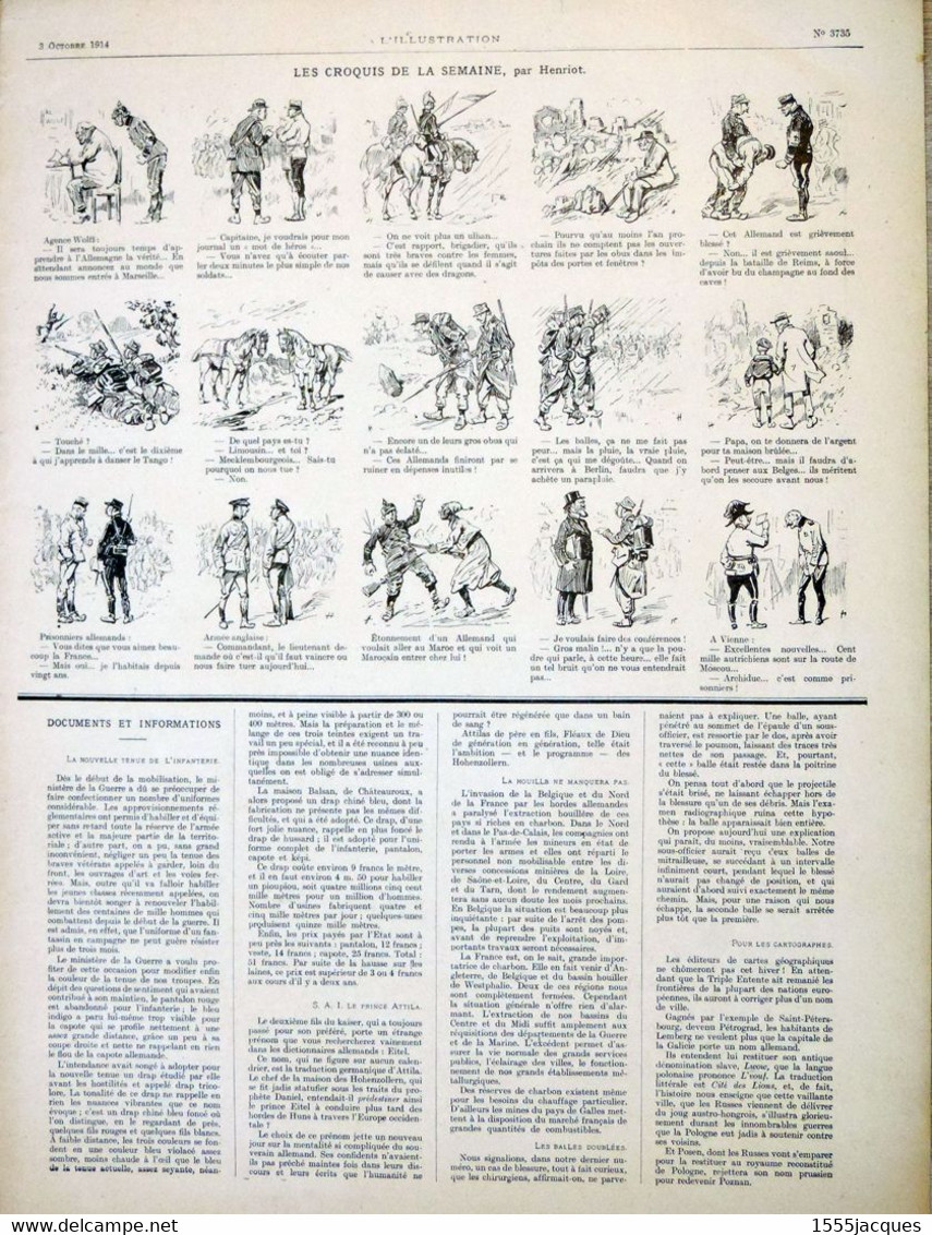 L'ILLUSTRATION N° 3735 3-10-1914 CATHÉDRALE DE REIMS TERMONDE PONT-À-MOUSSON NANTEUIL-LE-HAUDOUIN MINES ALLEMANDES