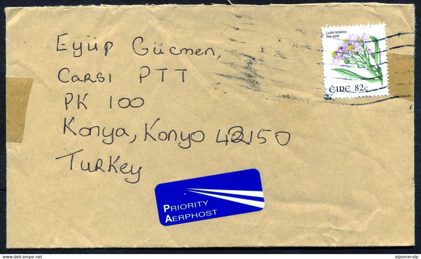Ireland 2008 Sg 1683 Flower Stamp Air Mail Priority Cover Used To Turkey | Mi 1813A, Sea Aster (Aster Tripolium) - Brieven En Documenten