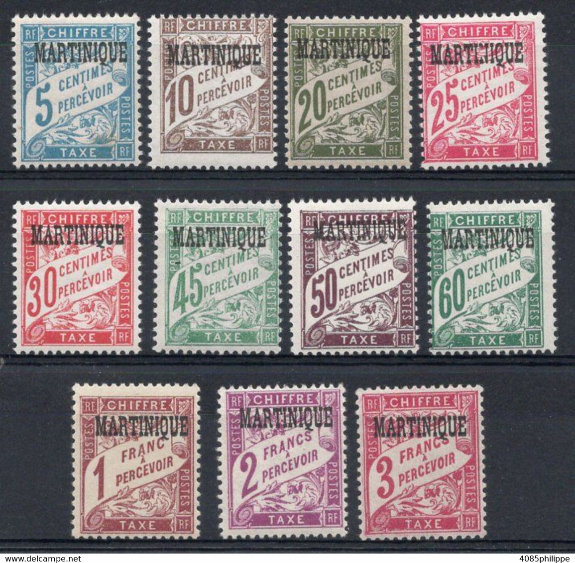 Martinique Timbre Taxe N°1* à 11* Neufs Charnières TB Cote : 84,00 € - Timbres-taxe