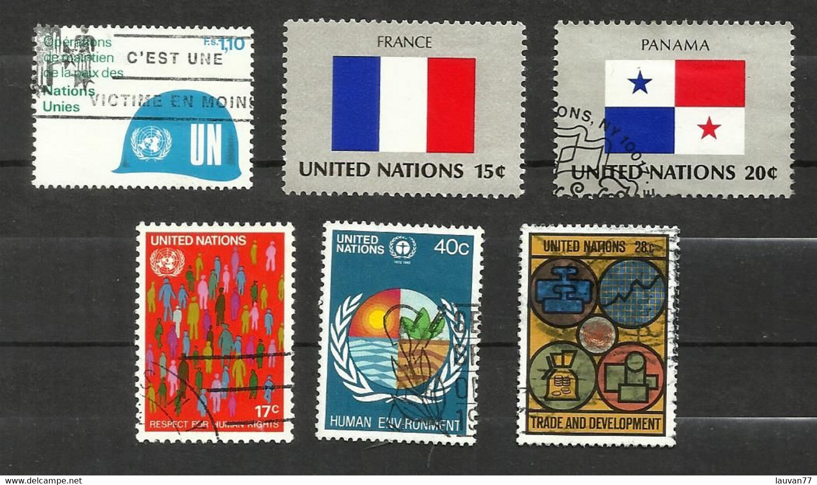 Nations Unies (N.Y) N°312, 325, 355, 359, 363,389 Cote 4.75€ - Oblitérés