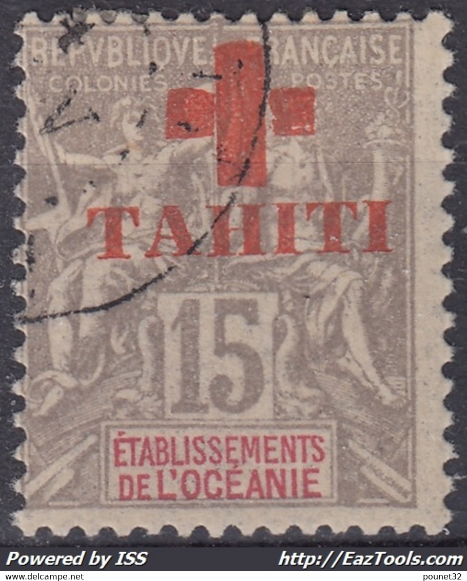 TAHITI : 15c GRIS CROIX ROUGE N° 35 OBLITERATION TRES LEGERE - Gebruikt