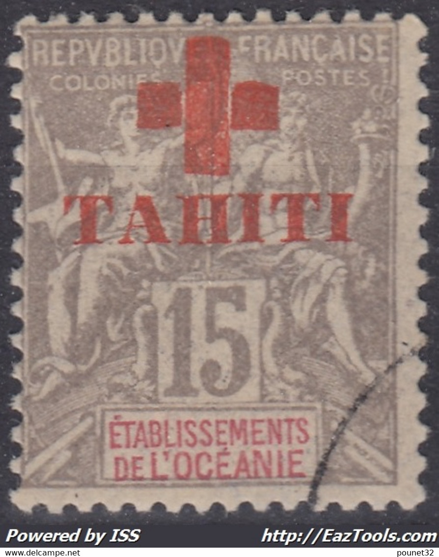 TAHITI : 15c GRIS CROIX ROUGE N° 35 OBLITERATION TRES LEGERE - Gebruikt