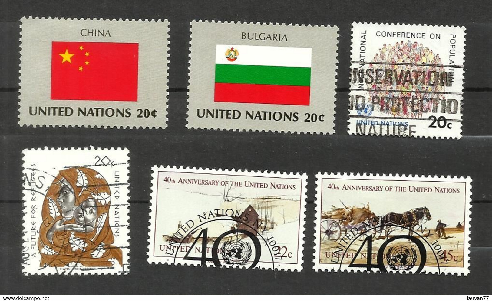 Nations Unies (N.Y) N°398, 400, 408, 414, 438, 439 Cote 6.50€ - Used Stamps
