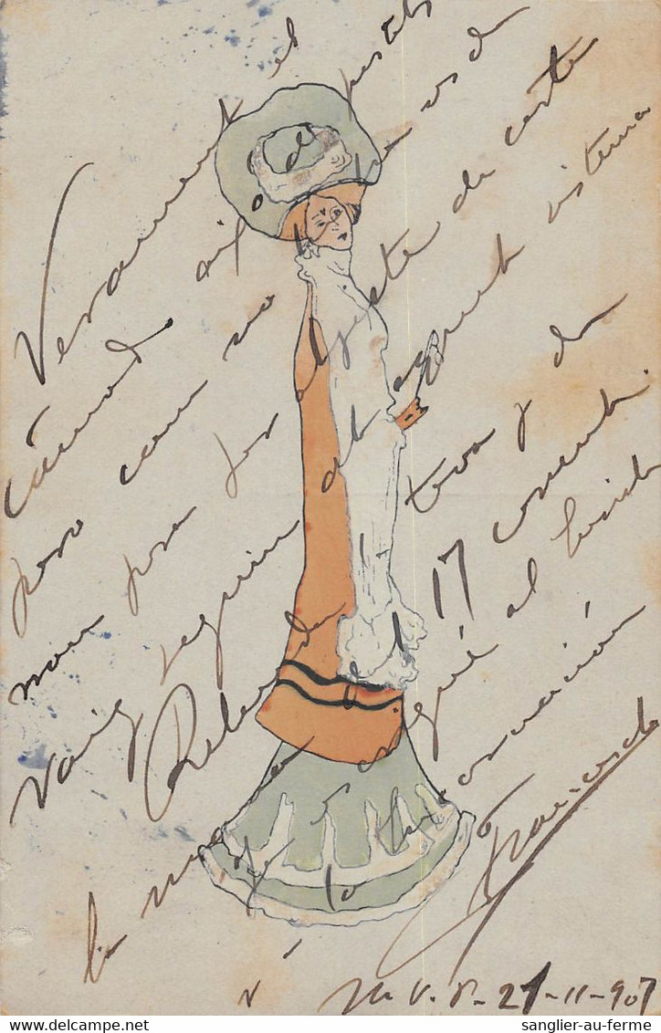 CPA ILLUSTRATEUR ART NOUVEAU FEMME AU CHAPEAU - Other & Unclassified