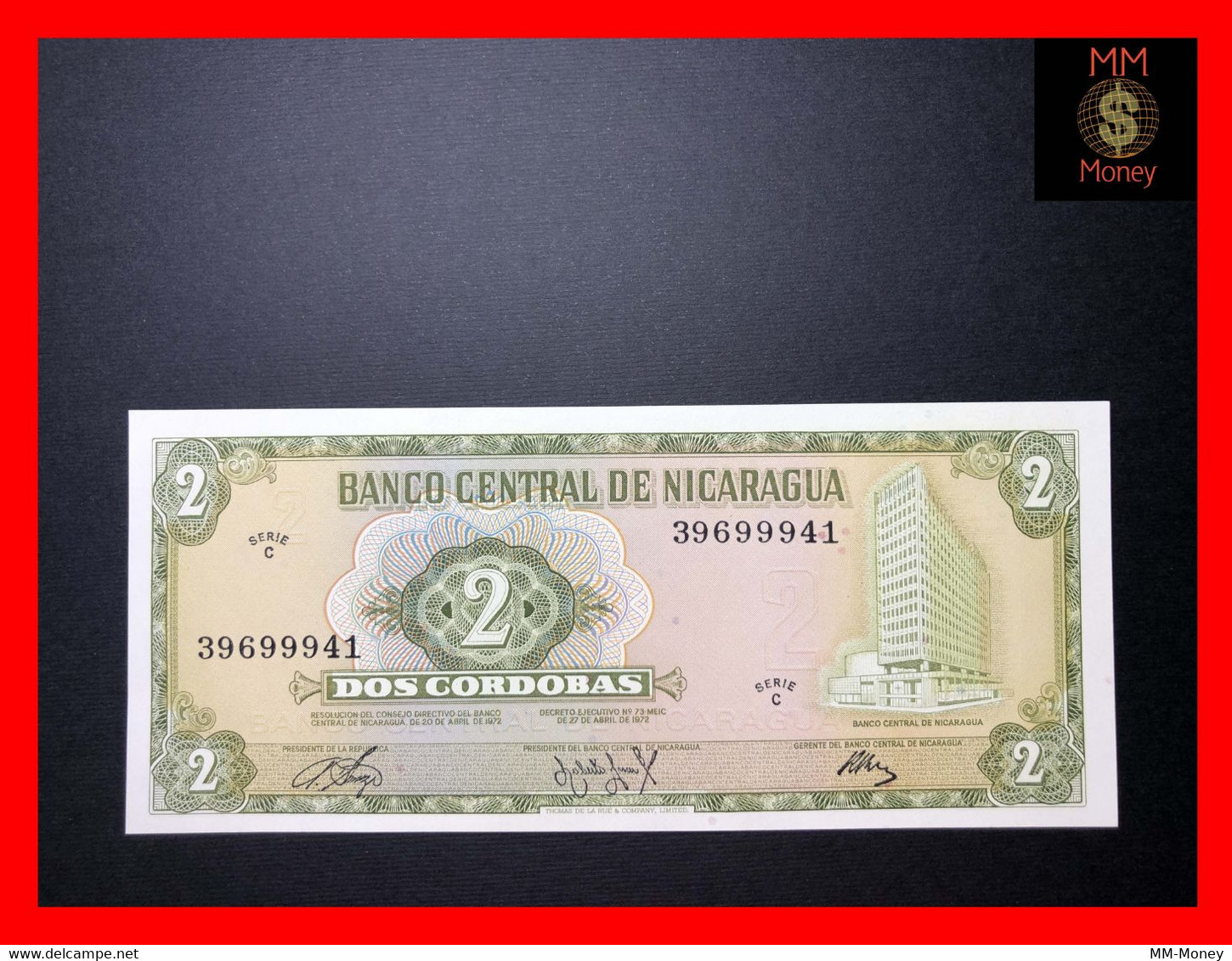 NICARAGUA 2 Cordobas 1972  P.  121   UNC - Nicaragua