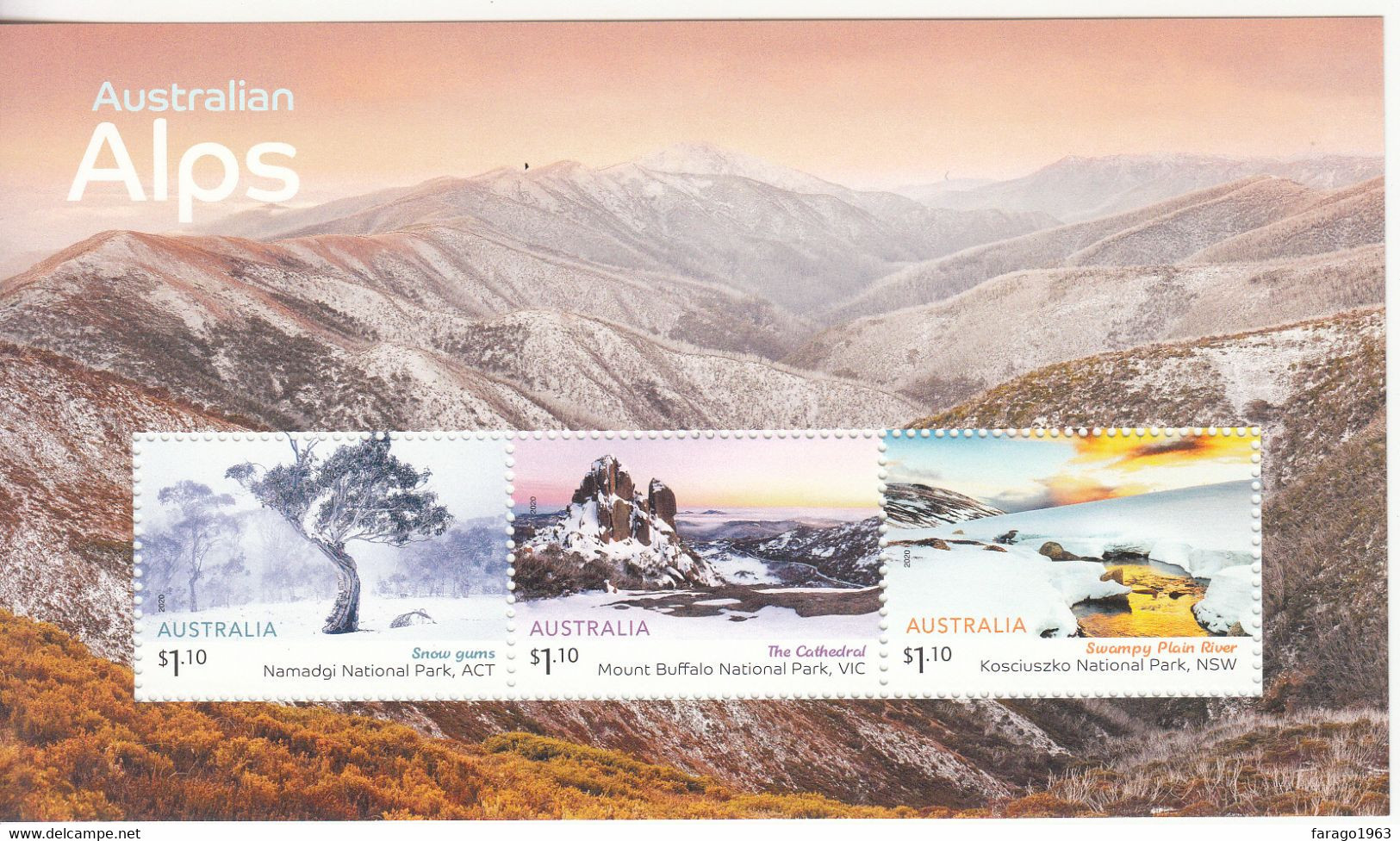 2020 Australia Alps Trees Mountains Souvenir Sheet MNH @ BELOW FACE VALUE - Mint Stamps